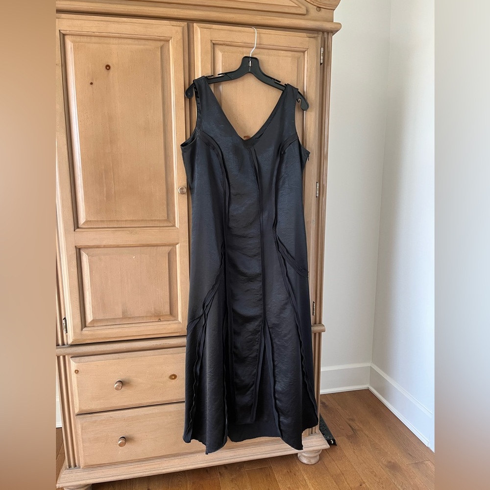 Lauren Vidal Maxi Black satin dress